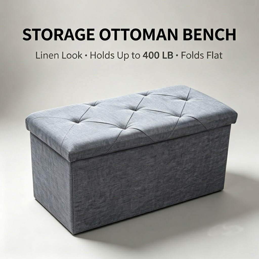 Wooden Blocks Stacking - Folding Storage Ottoman Bench and Cube,