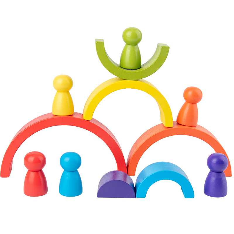DIY Children's Wooden rainbow  - Wooden Blocks Stacking ulasan dan harga