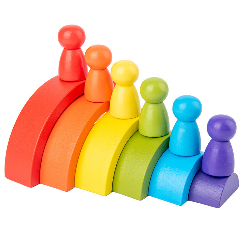DIY Children's Wooden rainbow  - Wooden Blocks Stacking ulasan dan harga