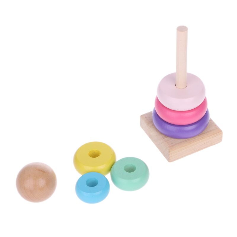 Children Rainbow Tower Ferrule - Wooden Blocks Stacking ulasan dan harga