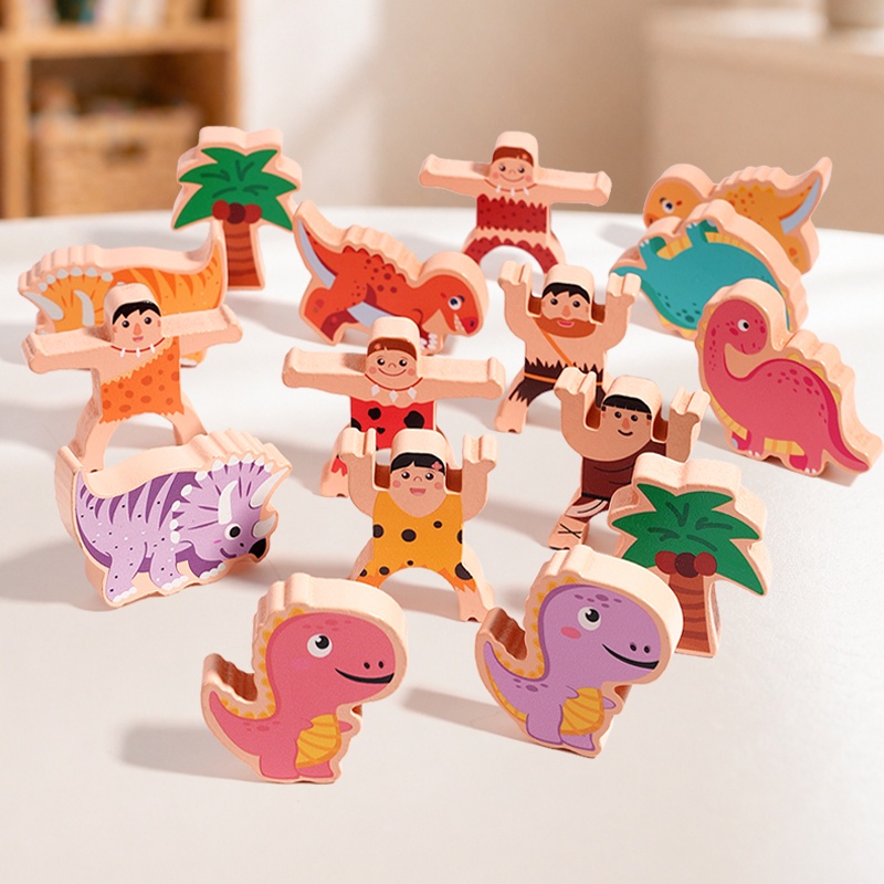 Primitive Dinosaur Balance Sta - Wooden Blocks Stacking ulasan dan harga