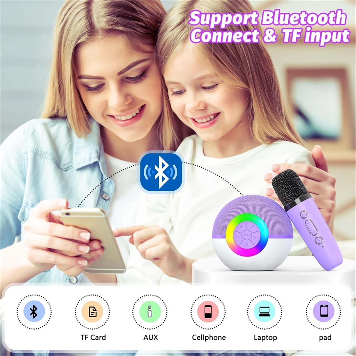 DTC5 Mini Karaoke Machine with - Kids Microphone Karaoke ulasan dan harga