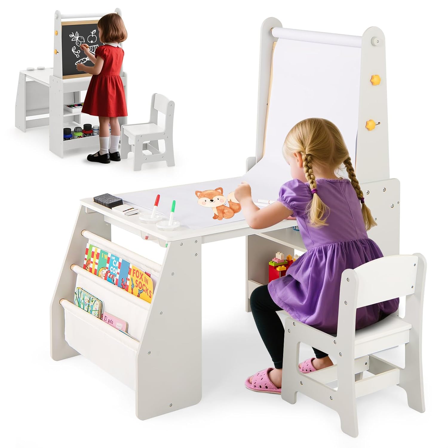 Kids Art Table & Chair Set 4-i - Kids Art Easel ulasan dan harga