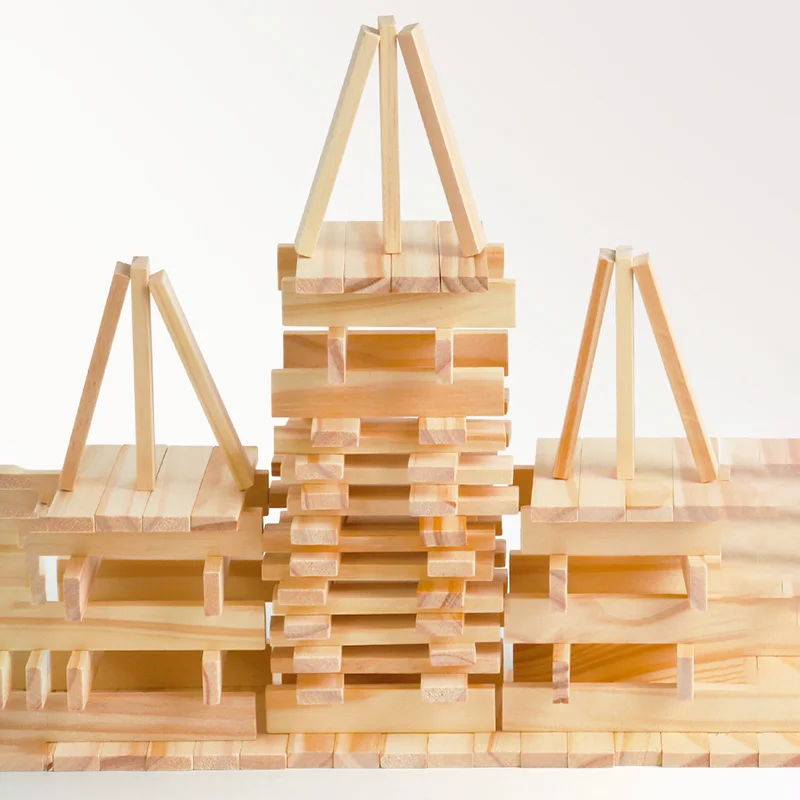100PCS Classic Wooden Building - Wooden Blocks Stacking ulasan dan harga